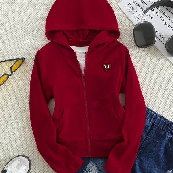 Girls' Fashion Spring/Autumn Knit Sports Jacket, Slim-Fit Cropped Top Casual Sporty Zip Slimming Hooded Knit Cardigan Coat, Versatile and Stylish