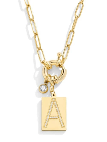 Mint & Lily 18k Gold Plated Pave Initial Pendant Necklace