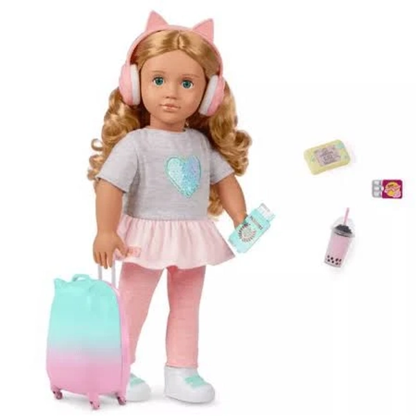 Our Generation Linzi Doll with Luggage and Travel Accessories Set