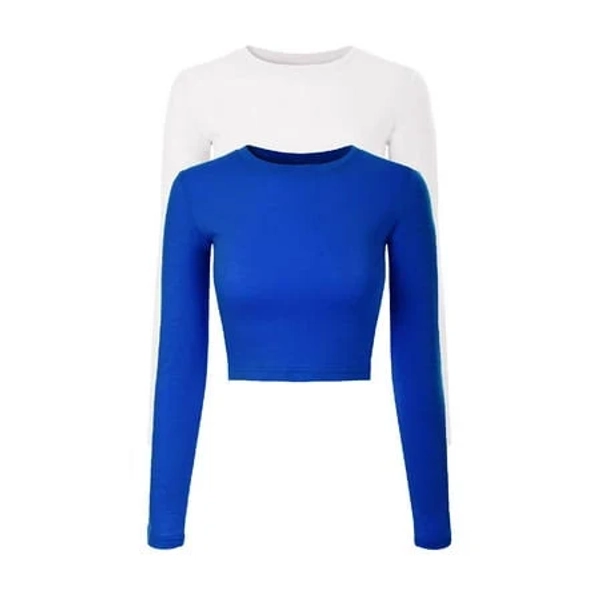 Made by Olivia Women's Long Sleeve Round Neck Crop T-Shirt