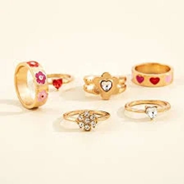 Shining Diva Fashion Latest Stylish Metal Boho Midi Finger Rings for Women and Girls - Set of 6 (14222r) Golden Metal No Gemstone