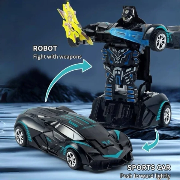 New Cool Kids Transforming Robot Toy, One-Button Transformation, Inertia Collision, Stress Relief, Christmas Gift for Boys Aged 3+