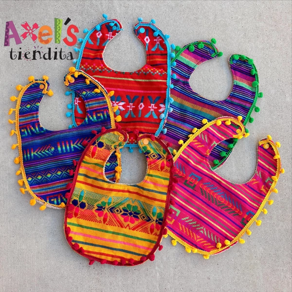 Cambaya Baby Bib – Mexican Fabric, Terry Cloth Back with Snaps
