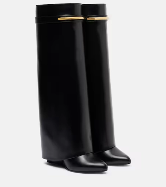 Shark leather knee-high boots