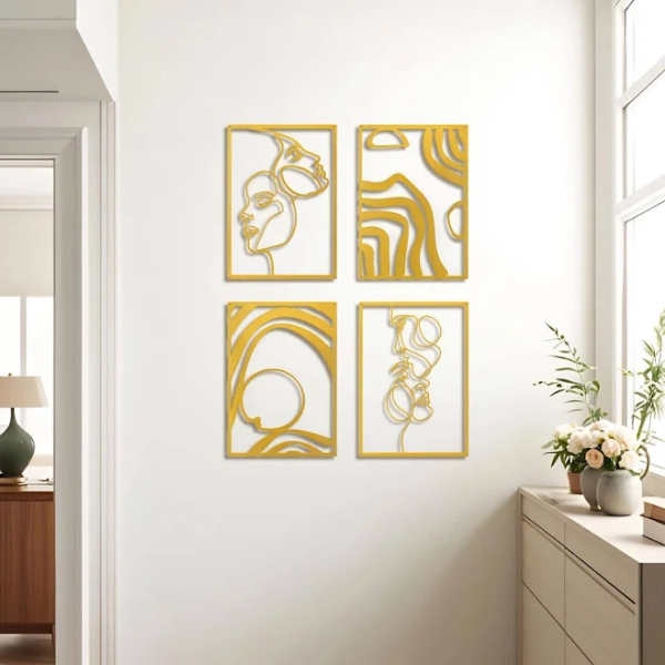 Art3d Set of 4 Gold Wall Art
