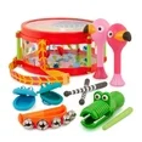 Battat Animal Jamboree Toy Drum and 4 Musical Instruments, Toddler and Preschool Toys