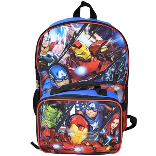 Marvel Iron Man 16" Shoulder Backpack for School with Rectangular Lunch Bag for Boys