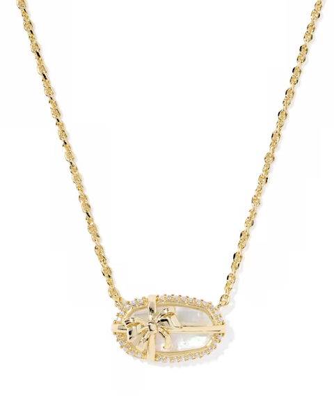 Elisa Bow Gold Short Pendant Necklace 