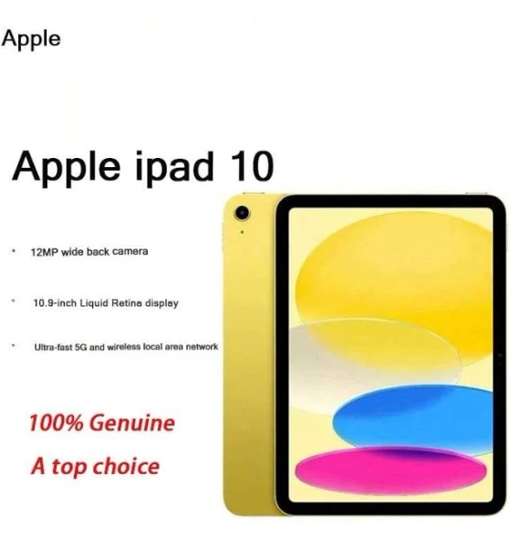 Apple Nuevo, genuino y original iPad de 10.a generación, con pantalla de 10.9 pulgadas, chip A14, cámara gran angular de 1 millón de píxeles y