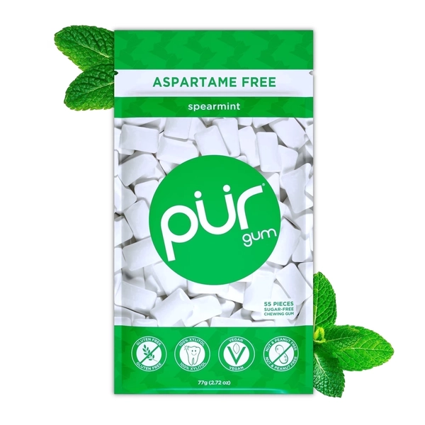 PUR Gum, Aspartame Free, Sugar Free & 100% Xylitol, Spearmint Chewing Gum, 55 Pieces, Pack of 1 - Walmart.com