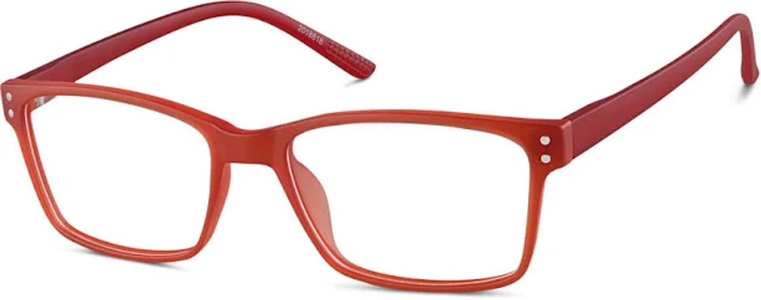 Rectangle Glasses Red Plastic Full Rim Frame, Universal Bridge Fit, Custom Engraving, Blokz Blue Light Glasses, 2018818