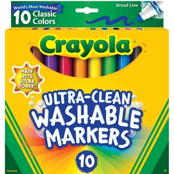Crayola 10ct Ultra Clean Washable Broad Line Markers, School Supplies for Kids, Art Classroom Must Haves, Coloring Gift, Ages 3+