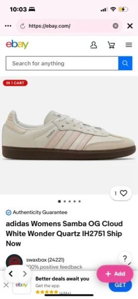 adidas Womens Samba OG Cloud White Wonder Quartz IH2751 Ship Now