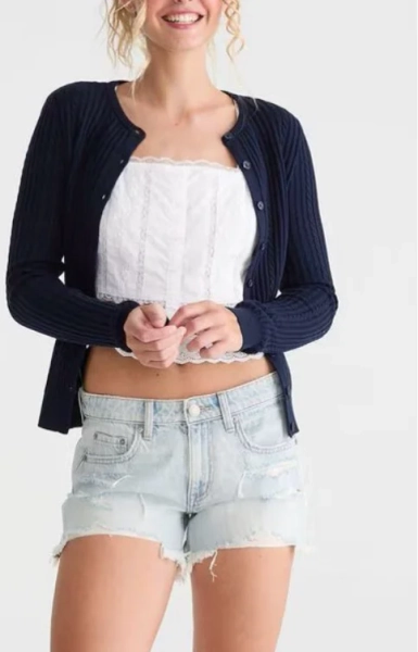 Ribbed Crew Cardigan