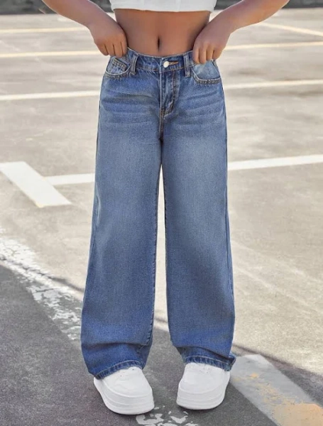 SHEIN Girls Y2k Retro High Waist Straight Leg Jeans