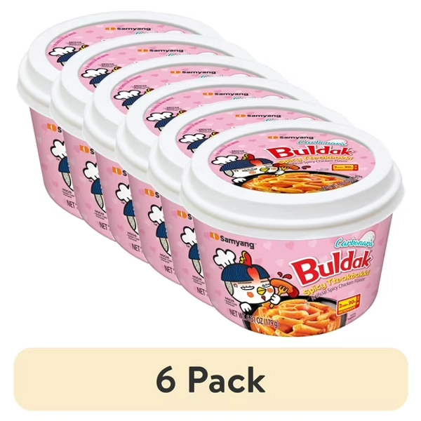 (6 pack) Samyang Topokki Carbo Hot Chicken Bowl - Buldak Tteokbokki (179g)