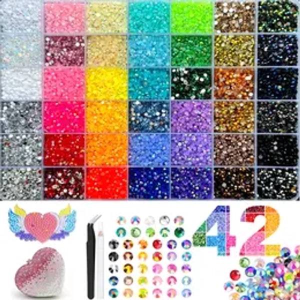42000Pcs 42Colors 3mm Jelly Flatback RhinestonesBedazzling Kit with Nail Art, Shoes & DlY Diamond Art, DIY Craft Set for Nail Art & Shoes, Ultimate Creative Gift for Her,graduation gifts,class of 2026,memorial day sale,memorial day deals,new home