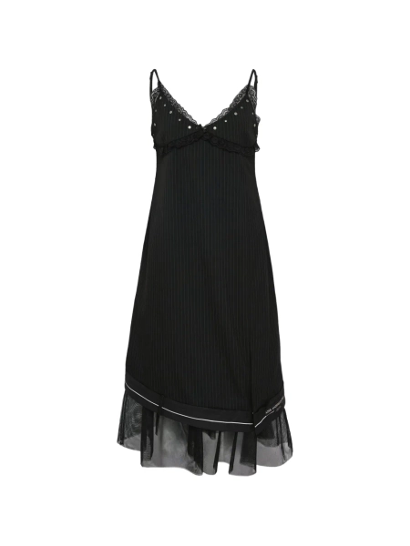 Andersson Bell lace-detail pinstripe midi dress | XS
