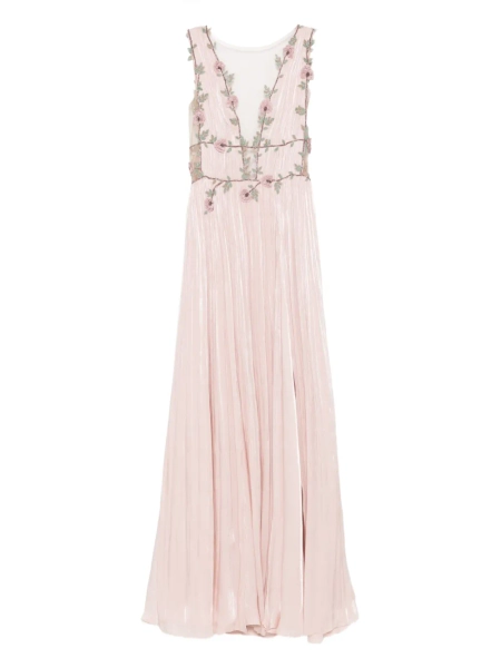 Costarellos floral-embellished pleated maxi dress | 40