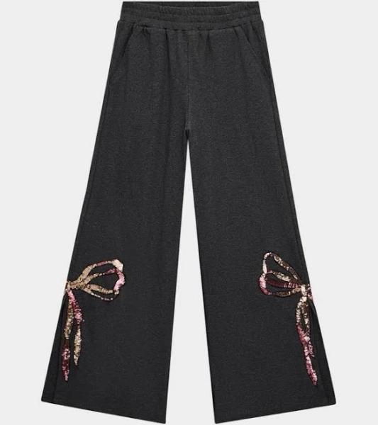 Hannah Banana Girl's Sequined-Bow Sweatpants