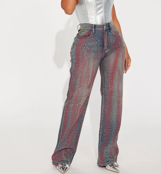 Fashion Nova Women's Daydreaming Embellished Straight Leg Jeans