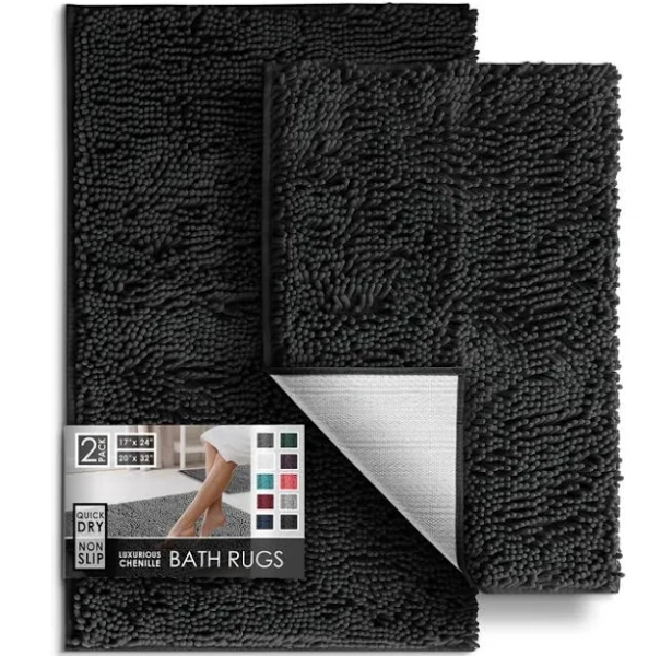 Hearth & Harbor Non-Slip Super Plush Chenille Bathroom Rugs