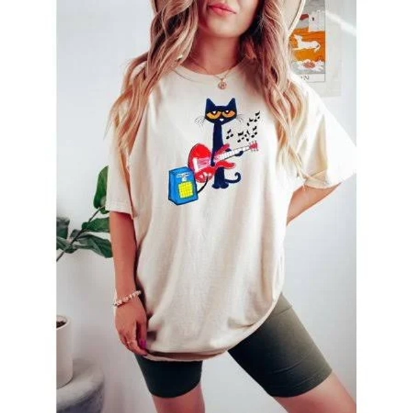 Pete The Cat Playing Guitar Graphic T-Shirt