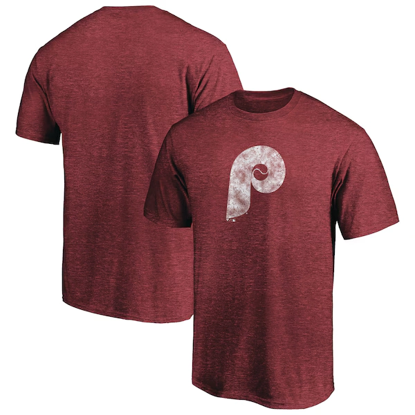 Men's Philadelphia Phillies Burgundy Cooperstown Collection Throwback Logo Tri-Blend T-Shirt