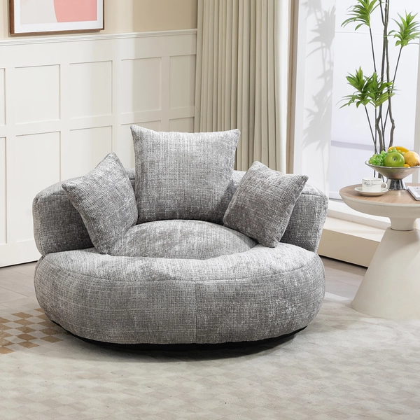 Bean Bag Chairs with Pillows for Adults, Stuffed Round Sofa Chair High-Density Foam Filled, Lazy Sofa Chair