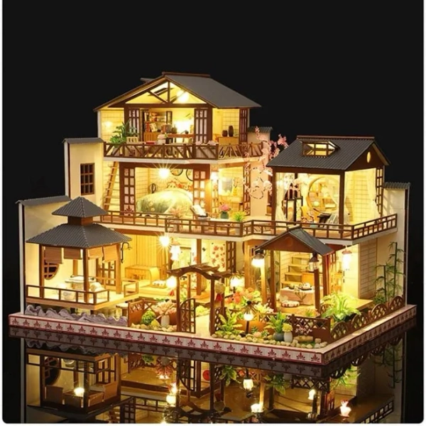 DIY New Japanese Style Villa Wooden Miniature Doll House Kit