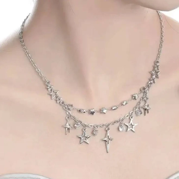 Y2k Double Layer Star Pendant Necklace