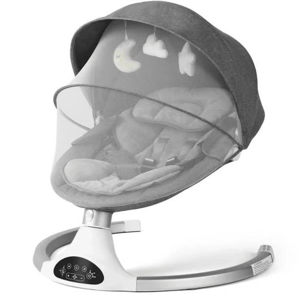 Baby Swing for Infants Electric Newborn Rocker with 3 Sway Speeds, 10 Lullabies, Portable for Indoor/Outdoor, Touch and Remote Control