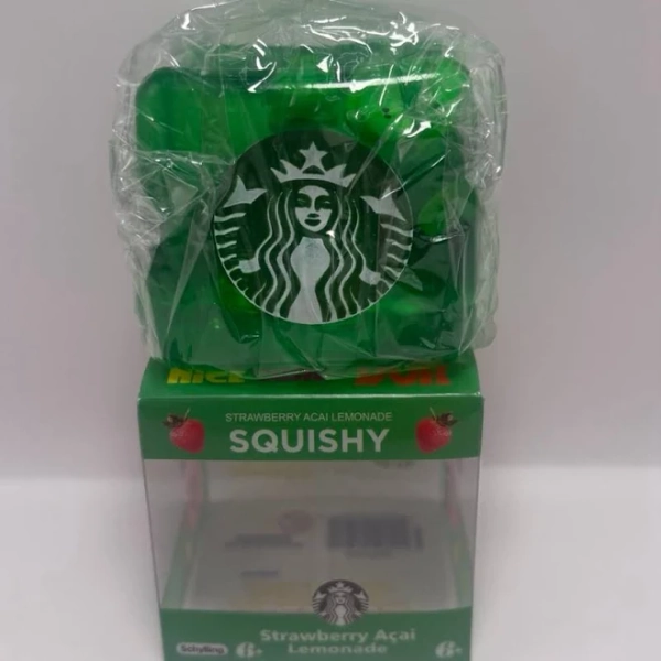 Quartet Starbucks Strawberry Açaí Lemonade Solid Green Cube W/fruit Inside Squishy Toy - New Toys & Collectibles | Size: s