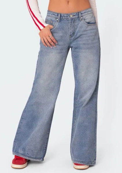 Edikted Women's Low-Rise Wide-Leg Jeans