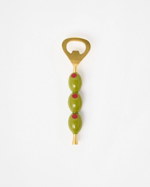 Olive Handle Gold Bottle Opener