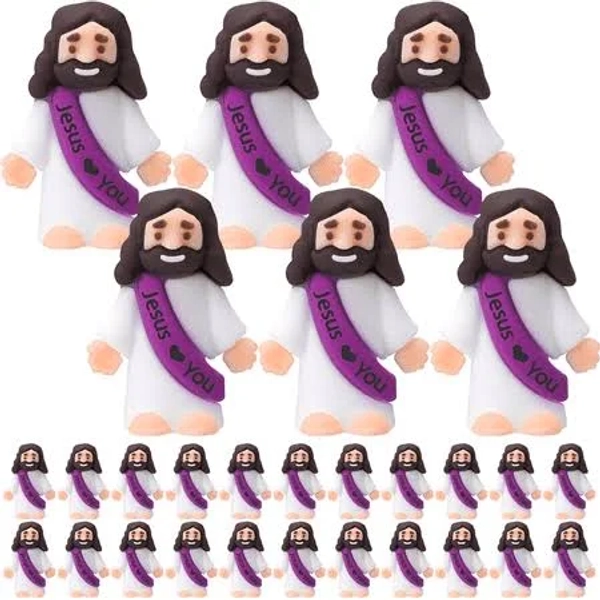 30 Pcs Little Jesus Figures Original Design Jesus Love You Mini Rubber Jesus Toys