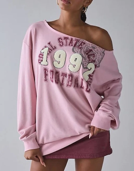 BDG Jessa Off-The-Shoulder Cotton Pullover Top