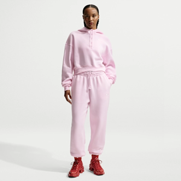 Nike Sportswear Phoenix Fleece Women's High-Waisted Oversized Sweatpants - Pink Foam/Sail - Size XXS