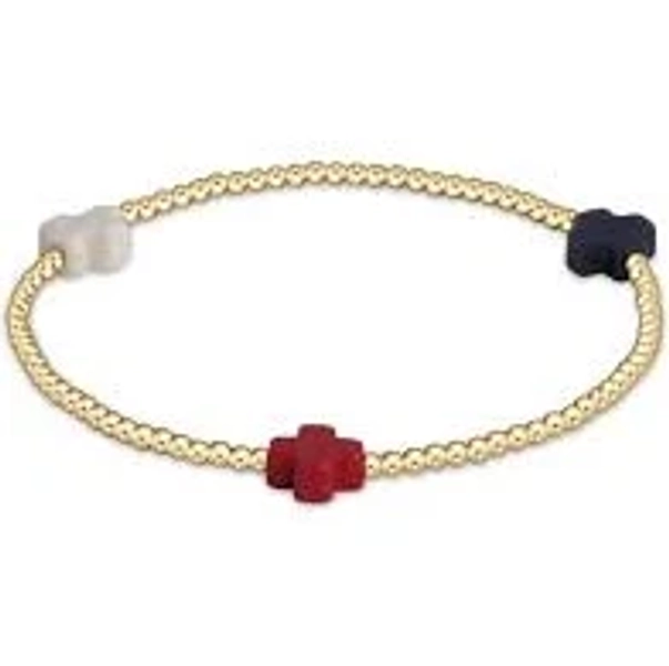 Enewton Signature Cross Gold Pattern 3mm Bead Bracelet