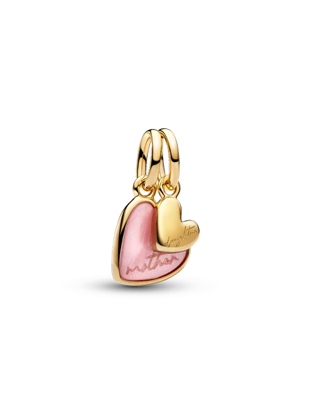 Charm Pendant Séparable Mère et Fille Rose Doré