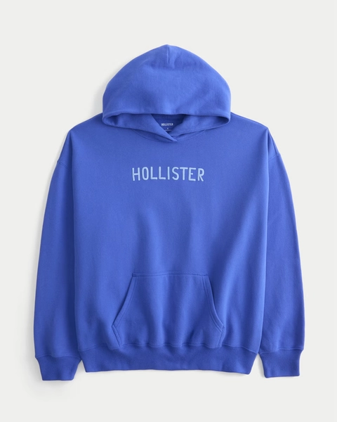 Hollister Feel Good Oversized Puff Logo Graphic Hoodie