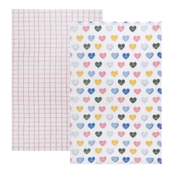 2pk Kitchen Towels Love Notes and Plaid - Bullseye's Playground™