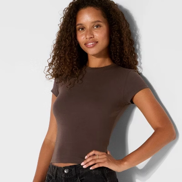 Women's Short Sleeve Crewneck T-Shirt - Wild Fable™ Espresso S