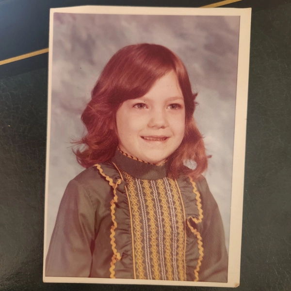 VTG 70s School Yearbook Photo Portrait Little Girl Head Hair Smiling