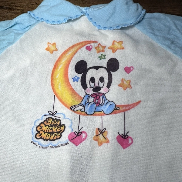 Rare Vintage 1980s Infant 0-3 Month Disney Baby Mickey Mouse Sleeper Blue White