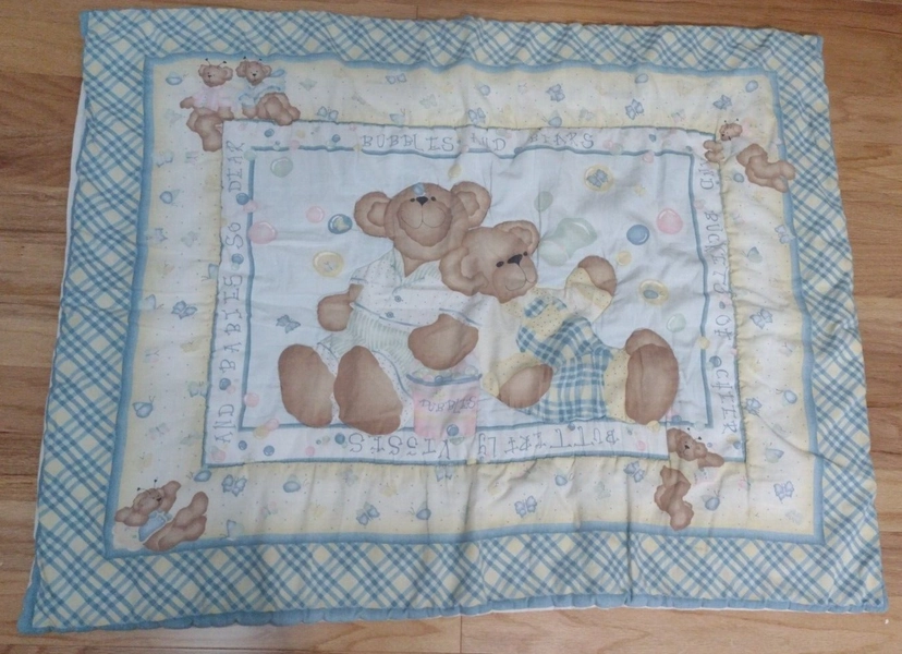 Vintage 1980s Bubbles And Babies Baby Blanket  Homemade from Panel