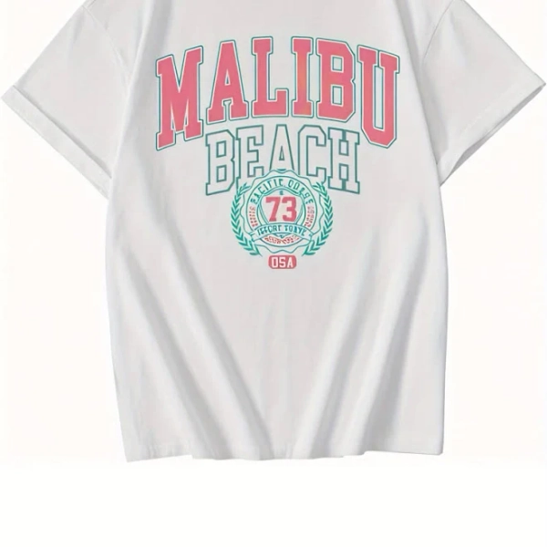Preppy Girl Oversized Letter Graphic T-Shirt