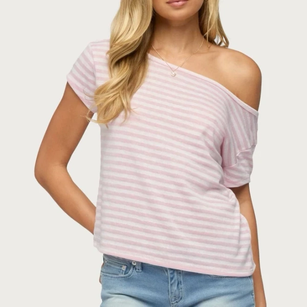 Edikted Women's Chanelle Off Shoulder Striped Top
