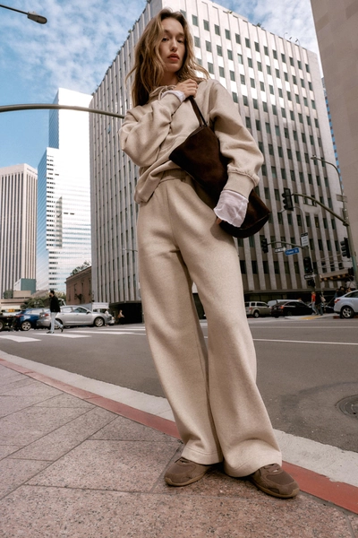 WIDE-LEG PLUSH TROUSERS