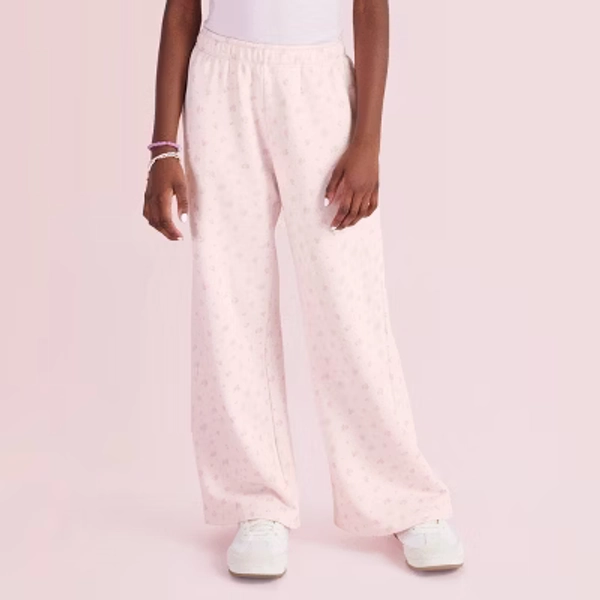 Girls' Esme Blooming Heirloom Ditsy French Terry Wide Leg Sweatpants - LoveShackFancy x Target Light Pink L
